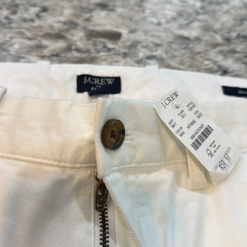 J.Crew Flex Slim Stretch Chino Pants White Men’s 33x32 NWT